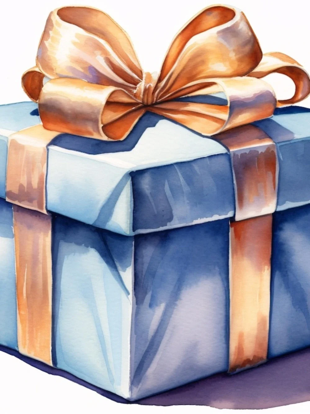 Elegant Blue Gift Box with Gold Ribbon - Home Party Supplies